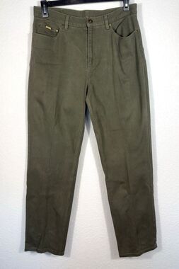 Lauren Jeans Co Ralph Lauren High Rise Straight Leg Jeans Olive Green Womens 14